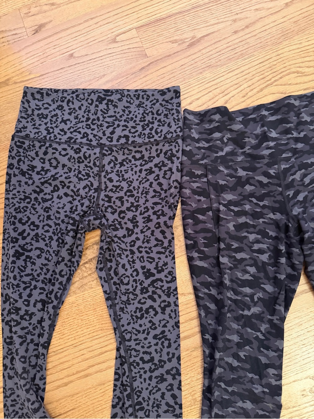Athleta Black & Gray Printed Leggings - Leopard and Camo Pair 2/25$